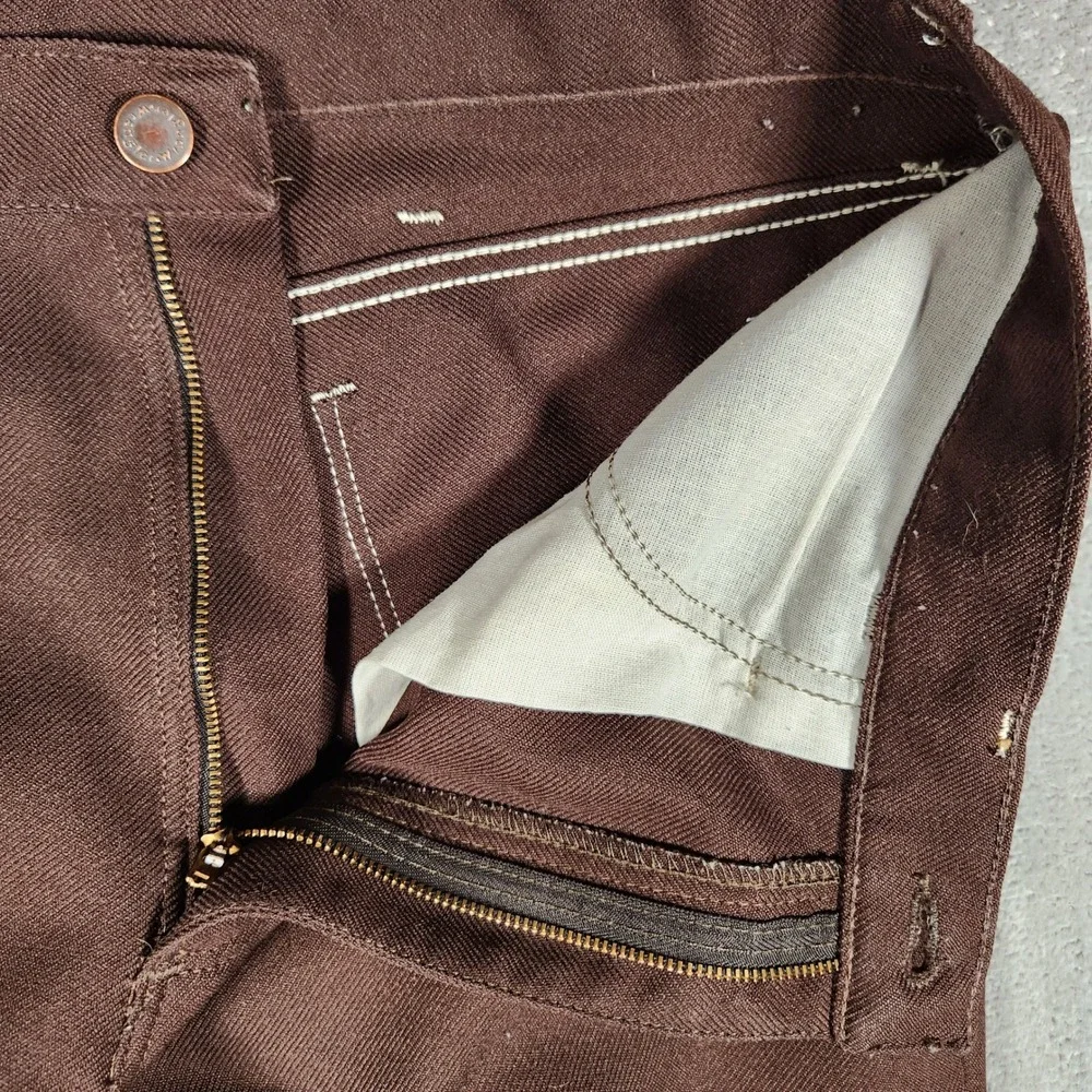 Wrangler Mens 35X29 Brown‎ Good Polyester Pants Western Vintage